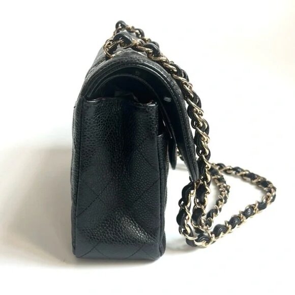 Chanel Small Classic Black Grained Calfskin & Gold-Tone Metal Handbag - Picture 3 of 16
